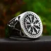 Guerrero de Acero hacha doble vikinga retro anillo de acero de titanio venta al por mayor comercio exterior transfronterizo moda anillo de acero de titanio para hombre