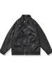 Ropa de Hombre Fengshe / Nueva Chaqueta de Cuero PU para Hombre de Primavera y Otoño, Estilo Retro Americano, Elegante Chaqueta de Cuero para Motociclista con Cuello Alto