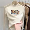 Camisa Básica de Veludo com Gola Alta Meia-Manga para Meninas Nova Coleção Primavera & Outono 2025 Camiseta Interna de Manga Longa para Crianças Top Quente para Meninas