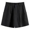 Shorts de terno feminino de verão finos, estilo novo 2026, cintura alta, moderno, caimento solto, modelador, calças casuais de perna larga para figuras baixinhas