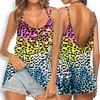Saia Suspensório Sexy Feminina Europeia e Americana Transfronteiriça Estampa de Leopardo Colorida com Impressão 3D Vestido de Moda Slim Sem Costas de Uma Peça