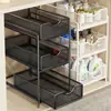 Estante de almacenamiento de gabinete para debajo del baño, estante multicapa extraíble debajo del lavabo, cesta extraíble multicapa multifuncional para el baño