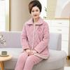 Pijama de mãe de meia-idade e idosa de inverno feminino coral fleece de três camadas acolchoado engrossado vovó jaqueta acolchoada de algodão quente para idosos