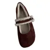 2026 Novo Estilo Brisa Suave da Noite Sapatos de Pelúcia Mary Jane para Mulheres, Sapatos Birkenstock de Pelúcia Nicho Outono e Inverno, Sapatos de Salto Único, Sapatos Peludos