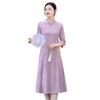 Vestido Retrô para Mulheres de Meia-Idade e Idosas Emagrecimento Vestido de Mãe Vestido Cheongsam Melhorado Manga Três Quartos Vestido de Primavera e Verão Novo Estilo