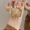 Pulsera Antigua de Lujo con Diamante Rosa en Forma de Corazón Perla Geométricas Multicapa Nuevo Pulsera de Alto Nivel con Temperamento Romántico Accesorios