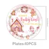 Chica de Jengibre Invierno Baby Shower Hola Bebé Niña Pancarta Platos de Papel Vasos de Papel Servilletas de Papel Mantel Suministros para Bautizo