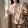 Pijama de Terciopelo Coral para Mujer Dos Piezas Invierno Engrosado Forro Polar Estilo Princesa Linda Nuevo 2024 Ropa de Casa de Franela