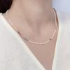 Collar de Zirconia con Perlas de Estilo Nuevo Japonés y Coreano para Mujer, Colgante Exquisito, Sensación de Alta Gama, Versátil, Gargantilla de Estilo Fresco y Elegante