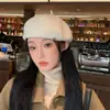 Boina de Lana para Mujer, Sombrero Artístico de Pintor Vintage para Otoño e Invierno, Estilo Coreano y Japonés, Versátil, Adelgazante del Rostro, Sombrero Cálido