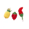 Colgante de Fruta Hecho a Mano Cereza Maíz Uva Frambuesa Amuletos DIY Cadena para Teléfono Llavero Accesorios Adornos Tejidos
