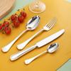 304 Amazon Vajilla Occidental Transfronteriza Hotel Cuchillo para Bistec y Tenedor Acero Inoxidable Tenedor y Cuchara para Postre Juego de 24 Piezas