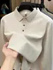 Camiseta de manga larga para hombre con lyocell, lino y algodón, nuevo estilo primavera/otoño 2026, polo de vestir casual para hombre con cuello
