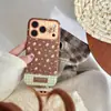 Estilo Coreano Couro Sintético Xadrez Pequeno Padrão Floral Adequado para Capa de Celular Apple 17Promax Iphone16 Fofo 15/14Pro