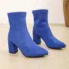 Botas de Moda de Tacón Alto para Mujer Otoño 2026 Nuevas de Gamuza Puntiagudas con Tacón Grueso Hasta la Mitad de la Pantorrilla Talla Grande Calzado Talla 42 Botas Transfronterizas