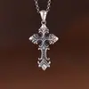 Ciervo Dorado Rey Plata S925 Vintage Desgastado Personalizado Diseño de Cruz Flor Hip-Hop Colgante de Plata para Hombres y Mujeres