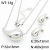 Moda europea y americana aretes huecos regordetes collar de gota de agua de múltiples tamaños de acero inoxidable conjunto de tres piezas de joyería en stock