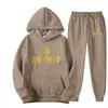 Sudaderas con Capucha Estampadas de Marca de Tendencia Otoñal Europea y Americana para Hombres y Mujeres, Conjuntos Deportivos Casuales y Pantalones de Chándal de Dos Piezas para Parejas