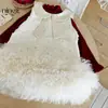 Vestido Chaleco Estilo Pequeño Chanel de Alta Gama para Niñas con Cuello de Muñeca, Lazo, Vestido de Princesa y Falda Abullonada