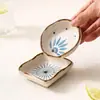 Conjunto de Prato e Colher de Cerâmica Esmaltada em Forno Pintado à Mão Estilo Japonês, Colher de Sopa Colorida por Baixo do Esmalte, Prato para Molho, Colher, Concha de Sopa