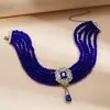 Pendientes de Gota de Agua con Perlas de Cristal Multicapa Moda Europea y Americana Exquisito Collar Lujo Accesible Joyería de Alta Gama de Nicho para Mujer