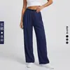 Calças casuais longas para mulheres, prontas para envio transfronteiriço, com cós elástico, cintura alta, perna larga, corte reto, emagrecedoras, respiráveis, adequadas para yoga e fitness, adequadas para uso ao ar livre