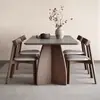 Mesa de comedor de madera maciza con placa de roca, moderna y sencilla, de color nogal, para apartamentos pequeños, rectangular, para el hogar, mesa de comedor Macchiato con placa de roca.