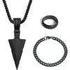 Collar de Acero Inoxidable Negro para Hombre y Niño, Set de Flecha Fresca, Joyería al por Mayor Transfronteriza