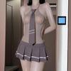 Lencería Sexy, Deseo Puro Sexy, Traje de Vestido de Malla de Estudiante Dulce y Fresco, Uniforme de Estudiante, Medias, Vestido de una Pieza, Vestido de Malla Empalmado