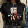 Camiseta Estampada de Moda para Mujer Mujer Nueva Camiseta Negra Femenina S