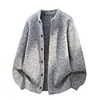 Otoño Invierno 2026 Nuevo Suéter Cardigan de Punto Grueso Color Sólido Cuello Redondo Estilo Perezoso Abrigo Talla Grande Moda Casual