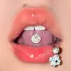 Anéis de Língua com Folha de Ouro de 6 Cores Aço Inoxidável Borracha Revestida com Óleo Joias para Língua Acessórios de Body Piercing Transfronteiriços Atacado Transfronteiriço