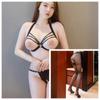 Pijama Sexy, Ropa Apasionada con Aberturas, Encanto de Medianoche, Uniforme Abierto de Tres Puntos para Pecho Pequeño, Traje de Bikini de Tentación para Mujer
