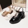 Tacones Altos para Mujer 2024 Verano Nuevo Piel Suave Tacón Grueso para Mujer Zapatos de Plataforma con Suela Gruesa Sandalias Impermeables de Piel de Vaca con Suela Suave