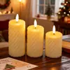 Vela Digital LED Sem Chama Coluna Romana Espiral de Plástico Bala Decoração de Natal para Casa Luz de Atmosfera Festiva