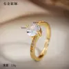 Anillos de Zirconia Europeos y Americanos Más Vendidos Transfronterizos, Estilo Lujo Ligero, Sensación de Alta Gama, Anillo Abierto para Mujer, Anillo con Forma de Corazón de Regalo
