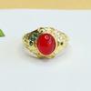 Anel de Calcedônia Verde Natural Aiyu Anel de Ágata Vermelho Sangue de Pombo Joias Estilo Palácio Atacado Dropshipping S3110604