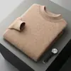 Suéter de lana pura 100% para hombre para otoño e invierno, jersey de cuello semialto, suéter de cachemira engrosado de talla grande, camiseta interior para hombre