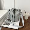 Novo Estilo Bolsa de Ombro Simples Cor Sólida Estilo Coreano Ins Cordão Portátil Bolsa Balde Moda Grande Capacidade Casual Transversal