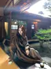 "Belleza de Kioto y Luoyang" Abrigo de Lana Único y Impresionante para Mujer, Bufanda y Abrigo de Lana Blanca de Doble Cara para Invierno