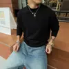 Suéter de Punto Negro Estilo Old Money con Cuello Semi Alto para Hombre, Versión Coreana de Invierno, Prenda Base Cálida de Gama Alta