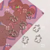 Acessórios para joias DIY pingente de urso oco de prata antiga pingente de biscoito de urso brincos fofos colar de mão material tecido à mão