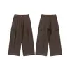 Yidao Vintage 2026 Primavera Nuevo Retro Americano Bolsillo Grande Holgado Casual Versátil Pierna Ancha Largo Hasta el Suelo Pantalones Cargo