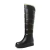 40-43 Café Chuva Outono e Inverno Botas Rasas Quentes Altura Interna Cano Alto Botas até o Joelho Zíper Lateral Botas de Neve W356