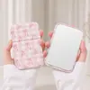 Espejo plegable portátil muy elegante con diseño de lazo, espejo compacto de viaje estilo ins, espejo de escritorio, espejo de maquillaje