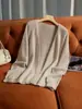 Cárdigan de punto liso de manga larga con cuello en V y ajuste ceñido Hengjia HjSoft, mezcla de lana de camello, estilo de longitud media