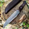 Cuchillo Recto de Acero de Damasco de Alta Dureza para Acampada al Aire Libre, Cuchillo de Deshuesar Portátil, Cuchillo de Carne para Defensa Personal, Cuchillo de Colección para Regalo