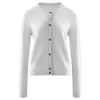 Cárdigan de punto Bai Cai Rong 100% cachemira otoño e invierno, cuello redondo, suéter de botones, top de manga larga, cuello redondo, moderno, estilo nuevo 26