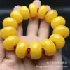 Pulsera de cuentas redondas, cuentas de ábaco, cuentas de barril de cera de abeja ámbar amarillo pollo de tamaño grande, joyería de cera de abeja de segunda generación para hombres y mujeres