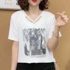 2025 Nuevo Estilo Moda de Verano para Mamá Talla Extra Blusa Adelgazante Elegante Reductor de Edad Manga Corta Base Top de Mujer
